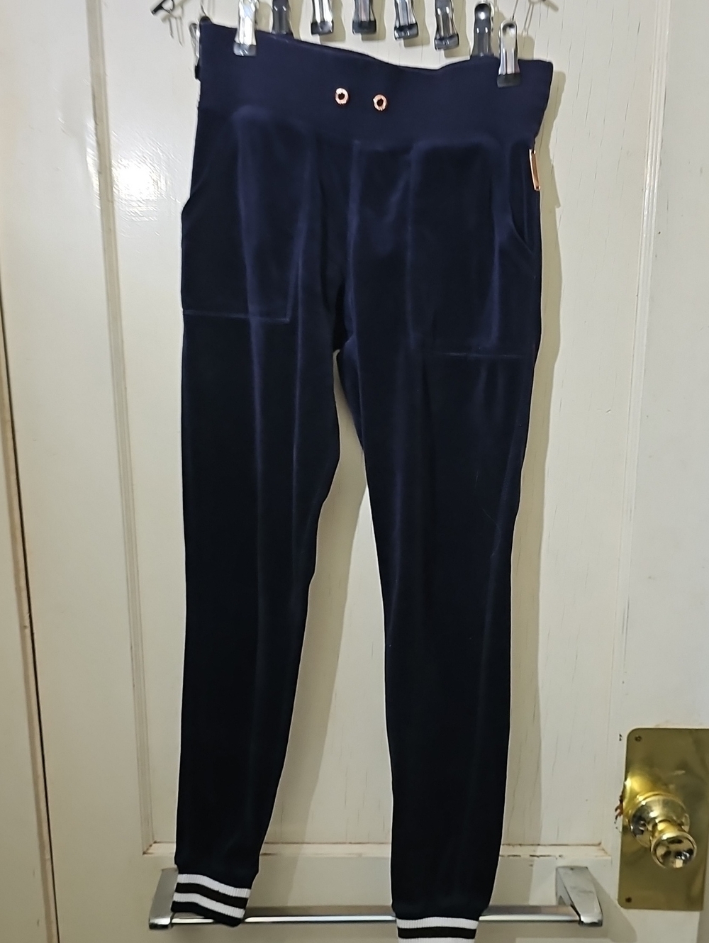 Womens Blue Velvet Jogger Pants